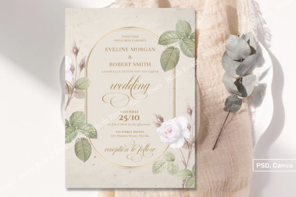 Download Vintage White Roses Gold Boho Arch Invit - Vintage Collection