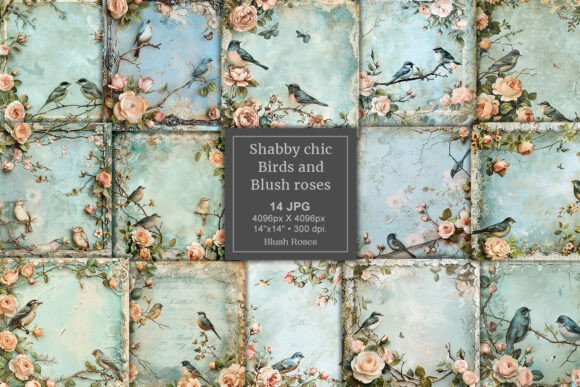 Download Shabby Chic Vintage Birds &amp; Blush Roses - Vintage Collection