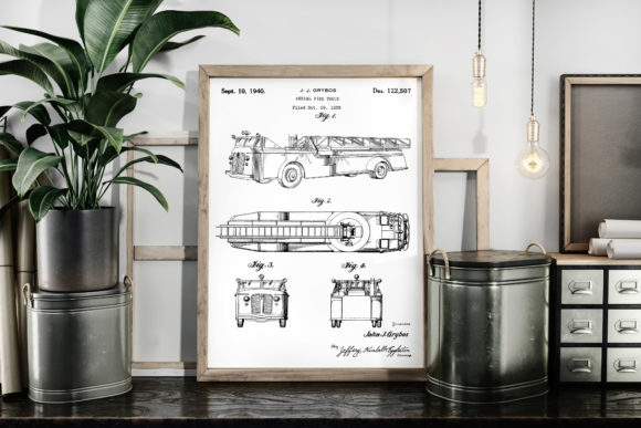 Download Aerial Fire Truck Vintage Patent Image - Vintage Collection